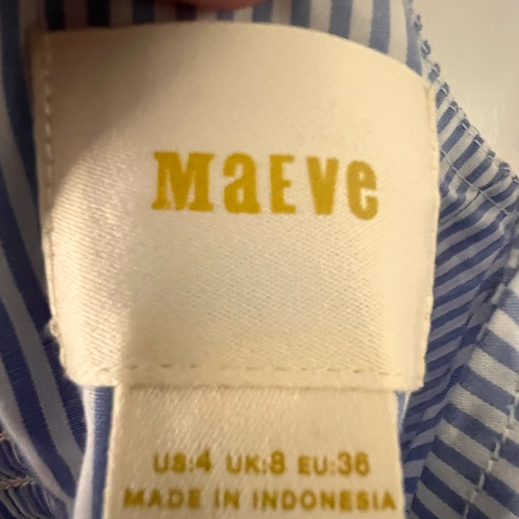 Maeve summery blue and white striped top with ties spaghetti straps, size 4 - Picture 5 of 5